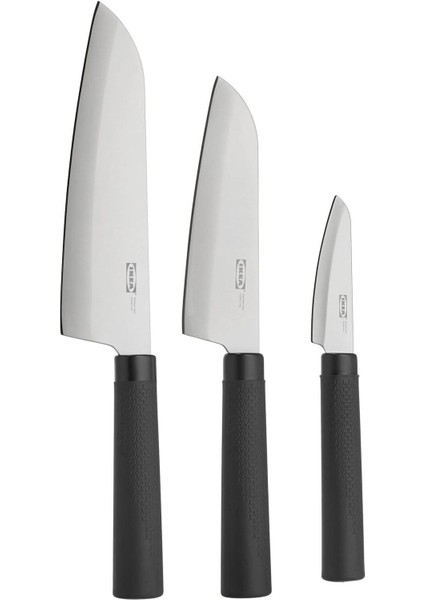 3'lü Siyah Paslanmaz Çelik Bıçak Seti: Aşçı ve Soyma Bıçakları, Şık ve Dayanaklı