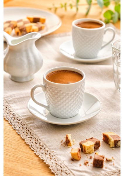 Beyaz 6 Kişilik 90 ml Kahve Fincan Takımı, Şık ve Zarif Tasarım fiyatları