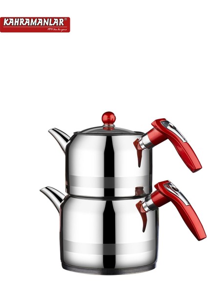 Kırmızı ve Beyaz Orta Boy Dayanıklı Çelik Çaydanlık Sıcak Tutar indirimleri
