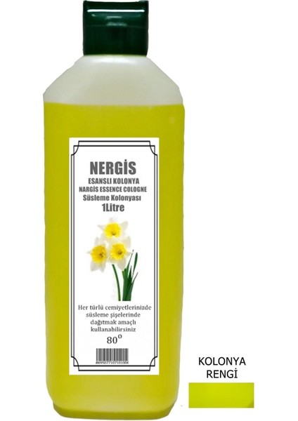 Sarı Reni Nergis Esanslı Kolonya 80 Derece 1 Lt