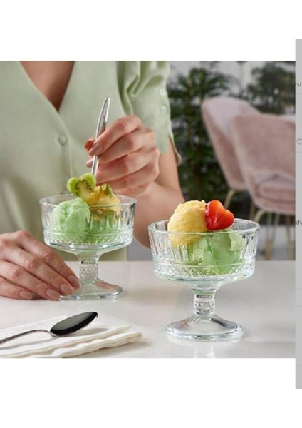 6'lı Ayaklı Kristal Tatlı ve Dondurma Sunum Kase Seti Bej fiyatları