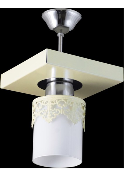 Modern Kare Tepsi ve Taçlı Krem Avize, Şık ve Zarif Dekorasyon Parçası modelleri