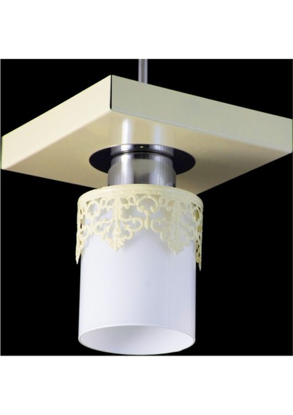 Modern Kare Tepsi ve Taçlı Krem Avize, Şık ve Zarif Dekorasyon Parçası indirimleri