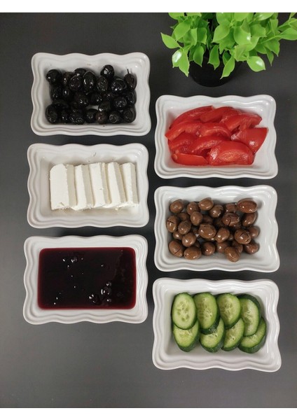 8'li Seramik Kahvaltılık ve Sunum Takımı, Beyaz