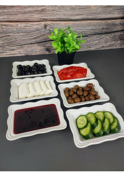 8'li Seramik Kahvaltılık ve Sunum Takımı, Beyaz