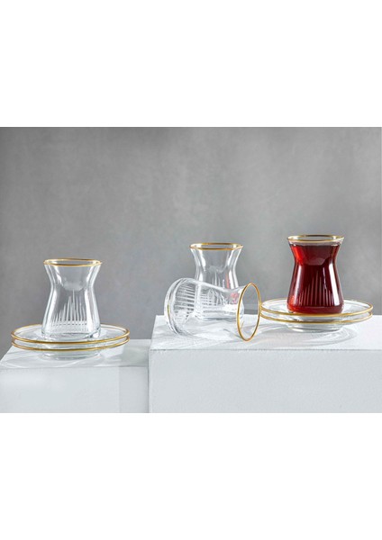 Şeffaf Cam 4'lü Çay Seti, 130 Ml, Şık ve Kullanışlı Tasarım