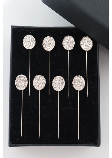 8li Kristal Taşlı Beyaz Eşarp Iğnesi. Şal Iğnesi. Türban Iğnesi. Başörtü Iğnesi. Eşarp ve Şal Iğnesi modelleri