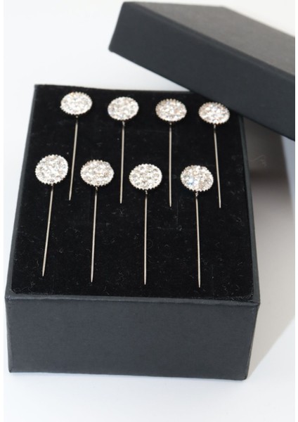 8li Kristal Taşlı Beyaz Eşarp Iğnesi. Şal Iğnesi. Türban Iğnesi. Başörtü Iğnesi. Eşarp ve Şal Iğnesi indirimleri