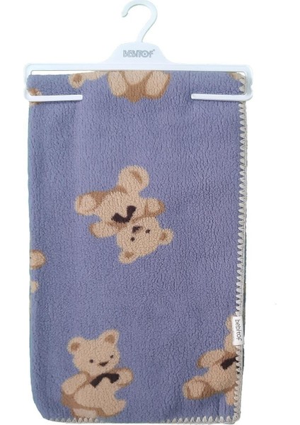 Ayı Desenli Wellsoft Bebek Battaniyesi, Lacivert, Yumuşak ve Sıcacık Alternatif