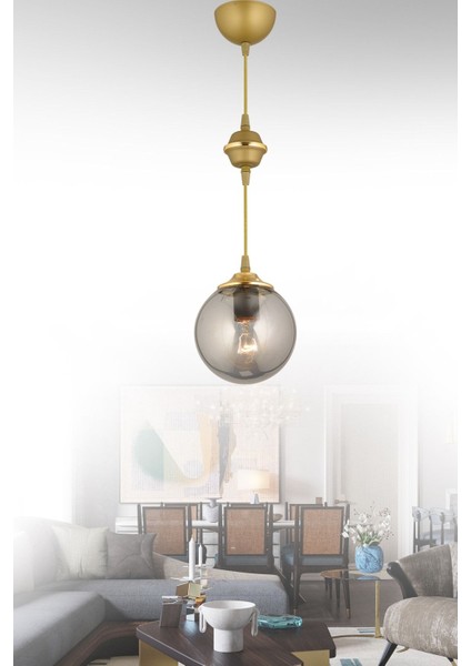 Şık Füme Cam Tekli Avize, Modern ve Zarif Tasarım