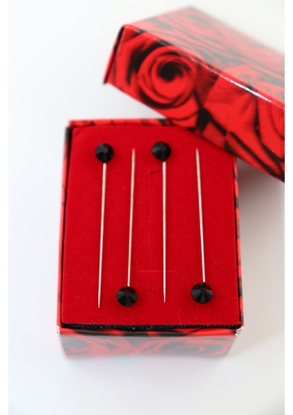 4lü Pırlanta Taşlı Siyah Eşarp Iğnesi. Eşarp Iğnesi. Şal Iğnesi. Türban Iğnesi. Başörtü Iğnesi modelleri