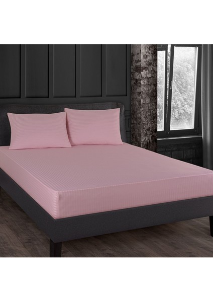 Pembe Pamuk Saten Lastikli Çarşaf Takımı, Rahat ve Şık Uyku Seti