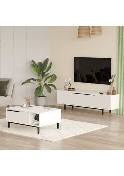 Bohem Tv Ünitesi Orta Sehpa 2'li Set Beyaz BOH19-W fiyatları