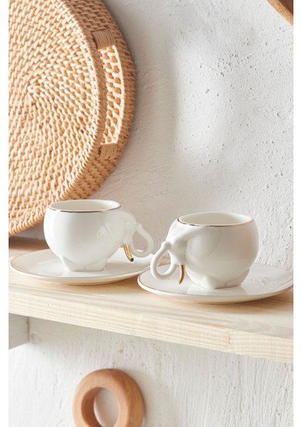 Iki Kişilik Beyaz Porselen Kahve Fincan Takımı, 90 Ml, Şık ve Zarif Tasarım modelleri