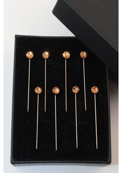 8li Pırlanta Taşlı Turuncu Eşarp Iğnesi. Eşarp Iğnesi. Şal Iğnesi. Türban Iğnesi. Başörtü Iğnesi modelleri