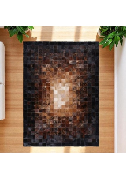 Doğal Dana Derisi Patchwork Halı, Koyu Kahve Modern Dekoratif Halı, Kaymaz Tabanlı Halı fiyatları