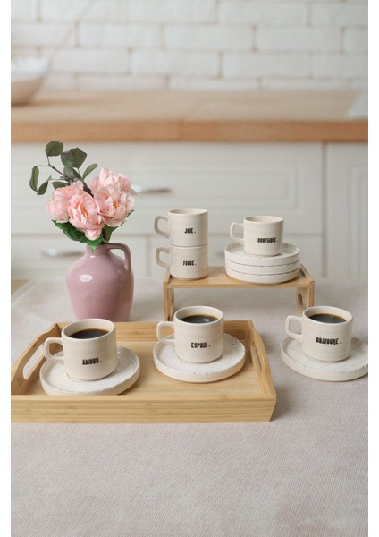 Çok Renkli 12 Parça Stackable Çay Takımı, 6 Kişilik, Şık ve Kullanışlı Set