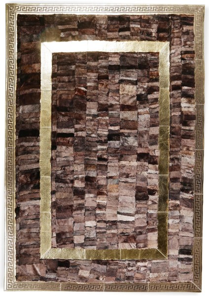 Altın Kenarlı Parlak Kahverengi Toskana Halı, Lüks Salon Halısı, Şık ve Modern Tasarımlı Halı indirimleri