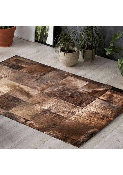 Kahverengi Dana Derisi Patchwork Halı, Lüks Salon Halısı, El Yapımı Dekoratif Oturma Odası Halısı fiyatları