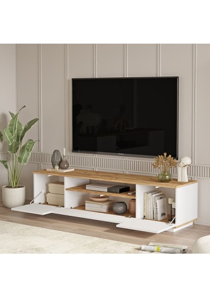 Aven Tv Ünitesi Orta Sehpa Konsol 3'lü Set Çam-Beyaz AVE18-AW fırsatları