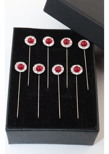 8’li Kristal Taşlı Eşarp Iğnesi. Şal Iğnesi. Türban Iğnesi. Başörtü Iğnesi. Eşarp ve Şal Iğnesi