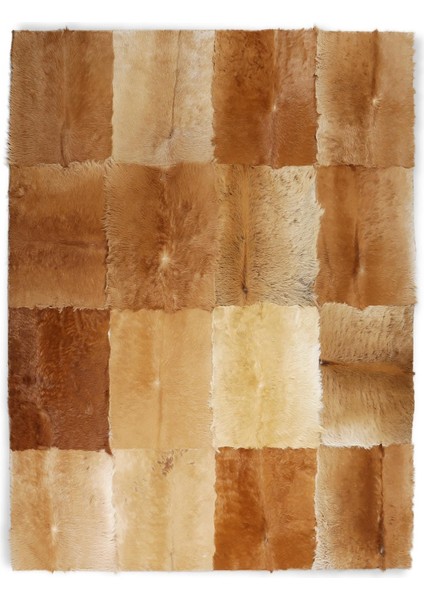 Açık Kahverengi Doğal Dana Derisi Patchwork Halı – El Yapımı Gerçek Deri Dekoratif Salon Halısı indirimleri