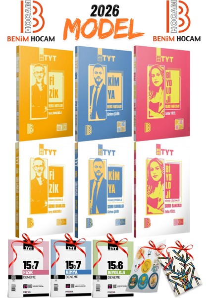 2026 Model Tyt Benim Hocam Fizik Kimya Biyoloji 6lı Soru Bankası ve Ders Notları Seti Deneme Hediye