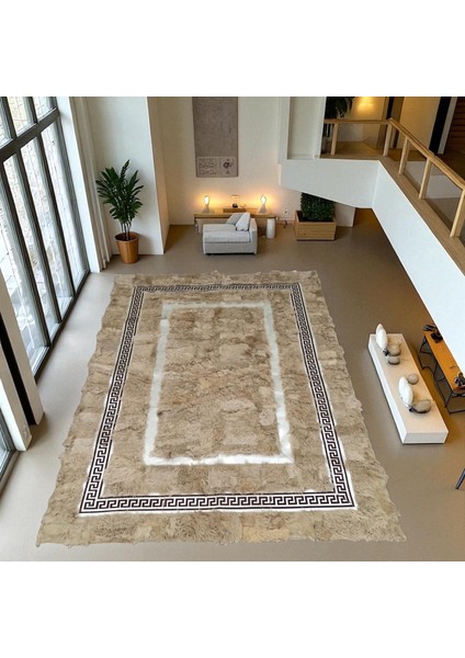 Açık Kahverengi Toskana Kürkü Halı – El Yapımı Özgün Desenli Şık Salon Halısı fırsatları