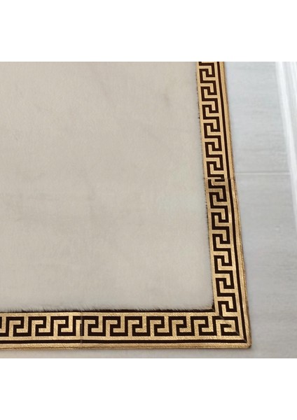 Altın Varaklı Beyaz Peluş Halı, Şık Antre Halısı, Kaymaz Taban Halı indirimleri