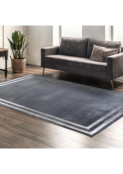 Gri Tonlarında Modern Peluş Halı - Şık Salon Halısı, Kaymaz Taban Halı