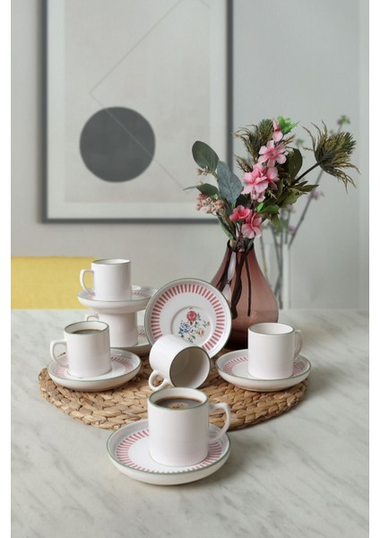 Renkli Nordic Kahve Takımı 12 Parça 6 Kişilik, Şık ve Kaliteli Set