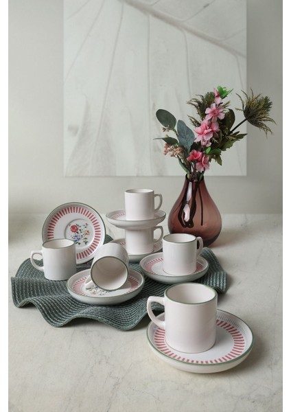 Renkli Nordic Kahve Takımı 12 Parça 6 Kişilik, Şık ve Kaliteli Set fiyatları