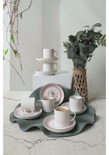 Renkli Nordic Kahve Takımı 12 Parça 6 Kişilik, Şık ve Kaliteli Set modelleri