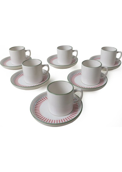 Renkli Nordic Kahve Takımı 12 Parça 6 Kişilik, Şık ve Kaliteli Set indirimleri