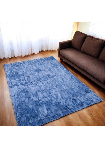 Buz Mavisi Tavşan Derisi Halı - Şık Salon Halısı, Pofuduk Halı, Kaymaz Taban Halı fiyatları
