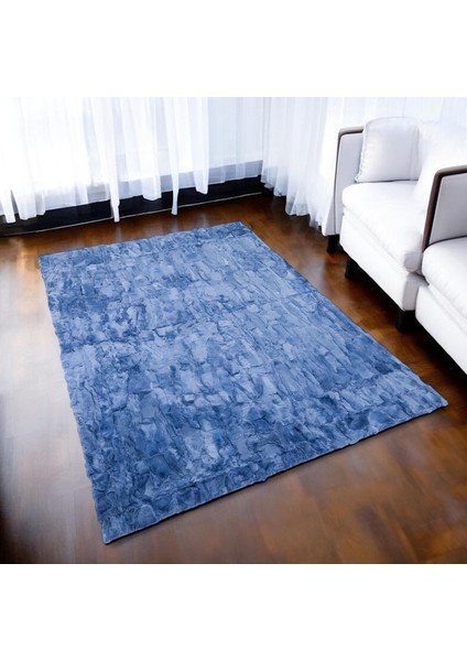 Buz Mavisi Tavşan Derisi Halı - Şık Salon Halısı, Pofuduk Halı, Kaymaz Taban Halı indirimleri