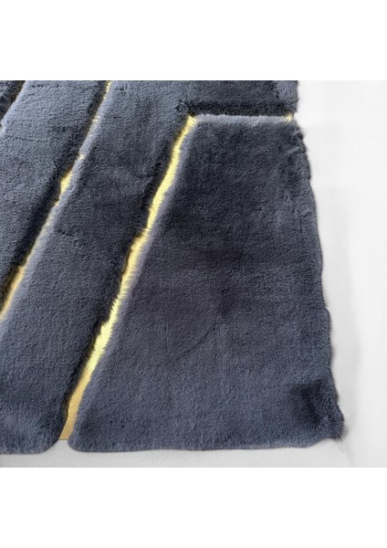 Altın Detaylı Şık Siyah Peluş Halı - Şık Oturma Odası Halısı fırsatları