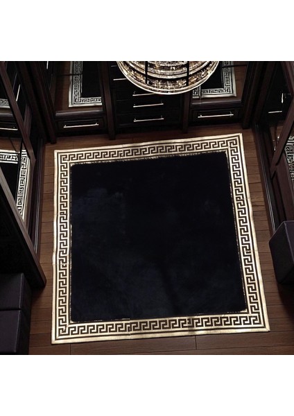 Modern Desenli Peluş Halı - Siyah Salon Halısı fiyatları