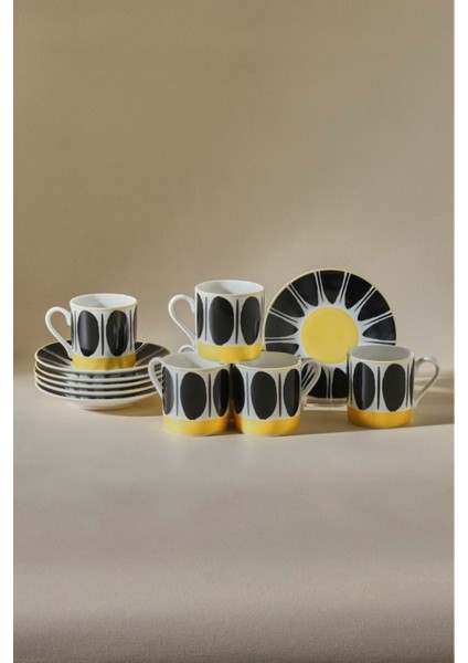 Şık 6'lı Kahve Fincan Seti, 80 Ml, Modern Tasarım, Ev ve Ofis Kullanımı Için Ideal