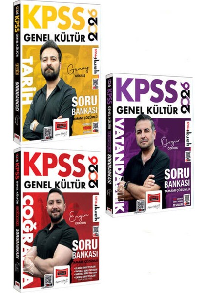 2026 Kpss Genel Kültür Tarih-Coğrafya-Vatandaşlık Tamamı Çözümlü Soru Bankası Seti (3 Kitap)