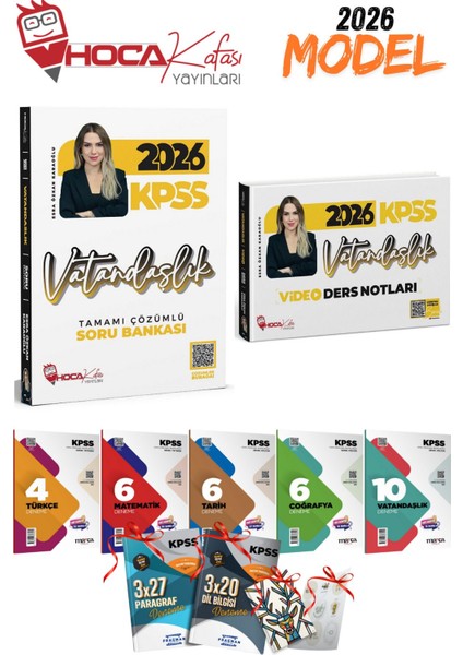 2026 Kpss Hoca Kafası Esra Özkan Karaoğlu 2li Vatandaşlık Soru Bankası ve Video Ders Notları Seti