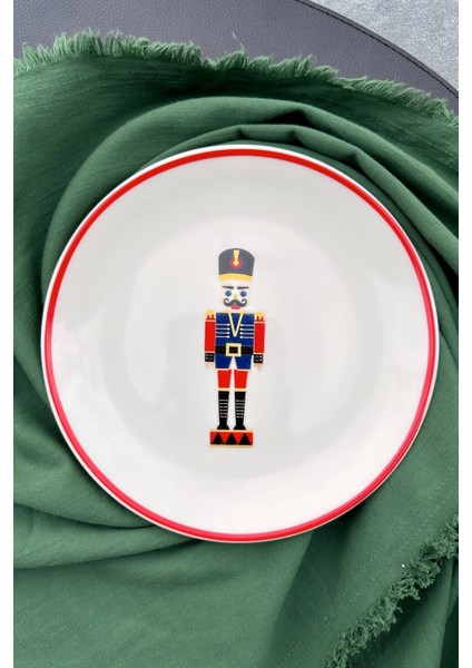 6'lı Kırmızı Porselen Pasta Tabağı Takımı, 21 Cm, Kurşun Asker Tasarımı indirimleri