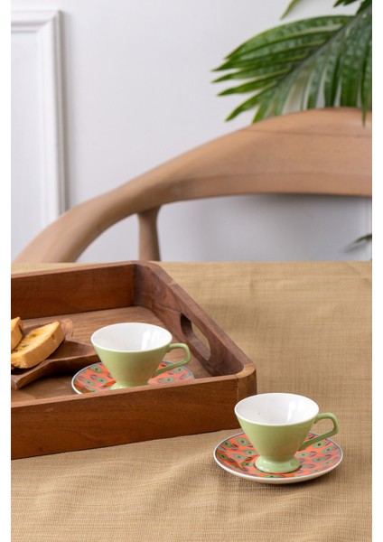 Yeşil 2 Kişilik Yeni Nesil Seramik Kahve Fincan Takımı 80 ml fiyatları