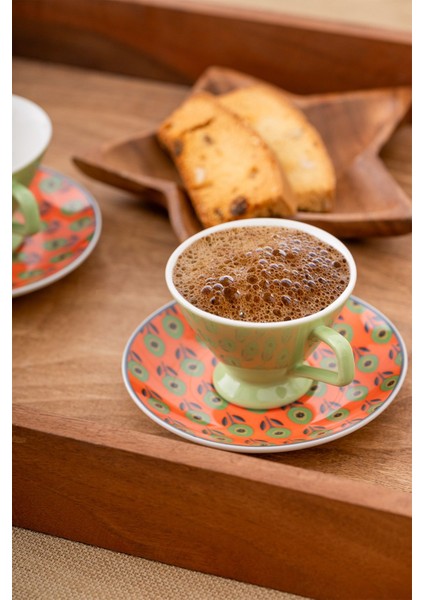 Yeşil 2 Kişilik Yeni Nesil Seramik Kahve Fincan Takımı 80 ml
