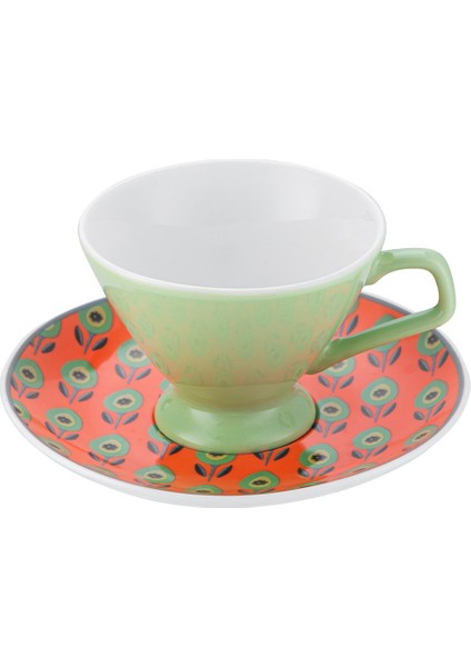 Yeşil 2 Kişilik Yeni Nesil Seramik Kahve Fincan Takımı 80 ml
