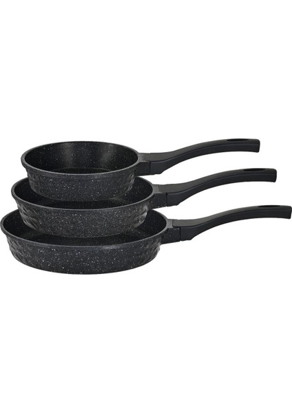 3 Parça Döküm Mini Tava Seti, Şık ve Dayanıklı, Siyah