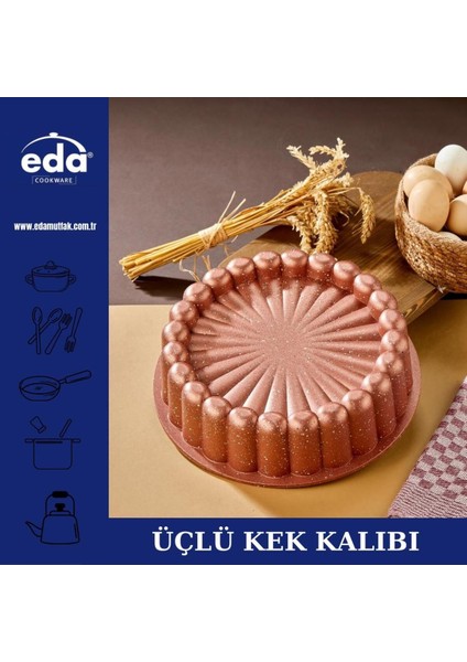 Pembe Asya Kek Kalıbı Seti, Şık ve Kullanışlı 3'lü Mutfak Gereciği fırsatları