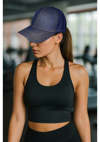 Mavi Kot Ayarlanabilir Cırtlı Beyzbol Şapka