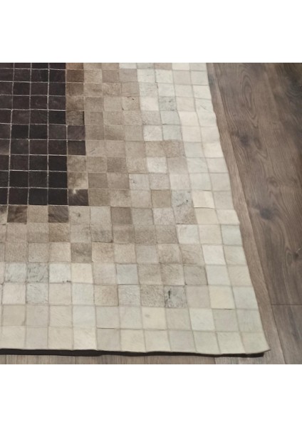 Açık Kahverengi Dana Derisi Patchwork Halı, El Dokuma Dekoratif Salon Halısı, Modern ve Şık Halı fiyatları