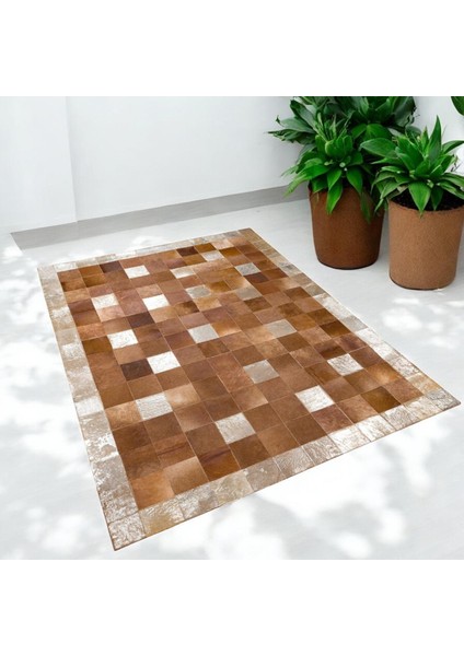 Kahverengi Doğal Dana Derisi Patchwork Halı – El Yapımı Hakiki Deri Lüks Ev Dekorasyon Halısı fiyatları